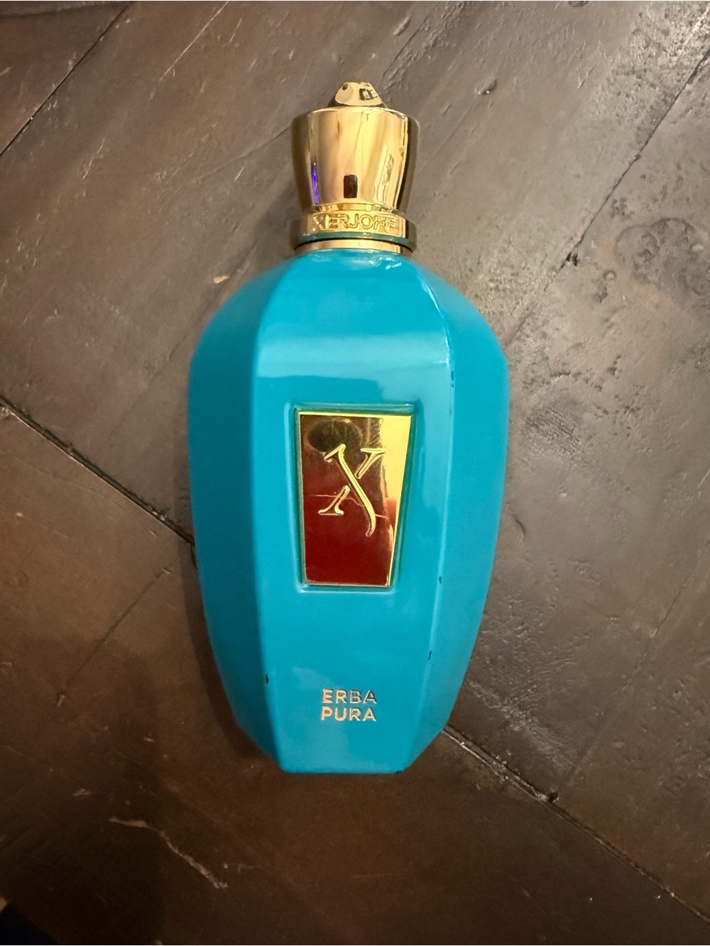 Erba Pura Women's parfumTurquoise Bottle with Gold Accents